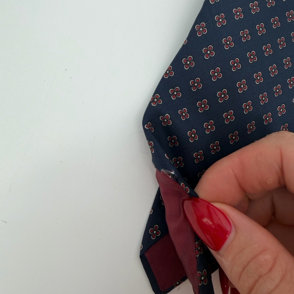Pierre Balmain Vintage Navy Blue Floral Medallion 100% Silk Tie 58" *See Photo - Picture 7 of 8